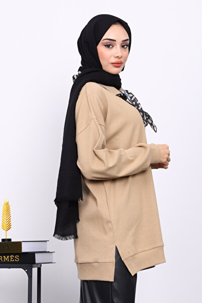 İmajButik Mink Collar Tunic with Scarf Detail