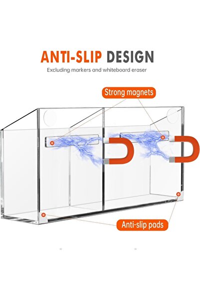 Slasa Salsa Magnetic Acrylic Dry Erase Marker Holder for Whiteboard, Fridge & Office Organizer