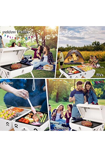 Generic Supernal Tabletop Charcoal BBQ Grill - Portable Tabletop Charcoal Grill (White)