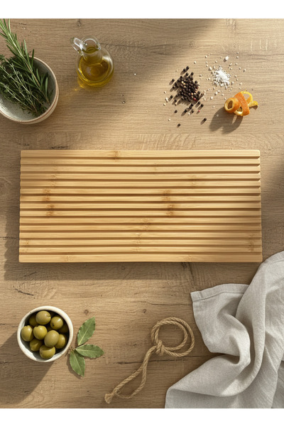 YAZICI Special Bamboo Presentation Tray Corrugated Rectangular