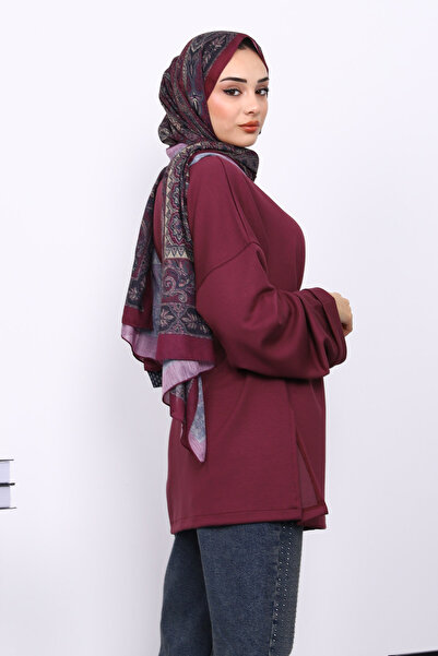 İmajButik Plum Double Sleeve Modal Tunic
