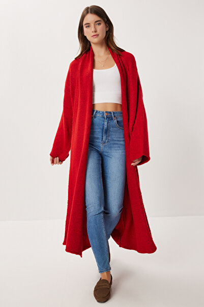 Lovelyİstanbul Oversized Long Knitwear Cardigan Ldd0129 Red