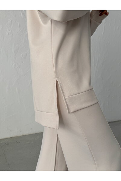 BEJNA Women's Comfortable Fit Soft Modal Textured Top and Bottom Set