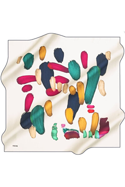 Aker Tivil Pure Silk Scarf 8156713 - 922 Cream Pastel Pattern