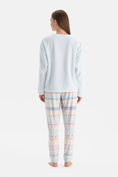 Dagi Set de pijamale cu pantaloni tricou cu imprimeu cu iepure albastru deschis