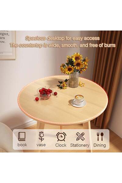 Taimi Brown Round Dining Table 80x80x72cm With solid Wooden Legs Suitable For Dining and Living Room