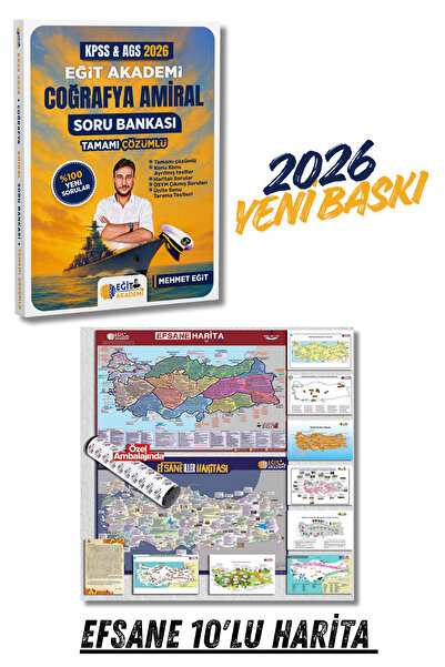Eğit Akademi MEB AGS Kpss Coğrafya Amiral Soru Bankası Çözümlü Efsane 10’lu H...