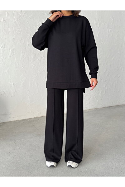 BEJNA Women's Comfortable Fit Soft Modal Textured Top and Bottom Set