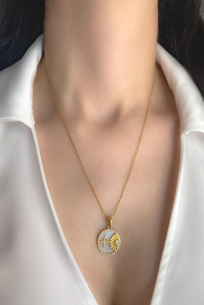 DEMOKAN Women's Steel Necklace Enamel Pole Star Necklace