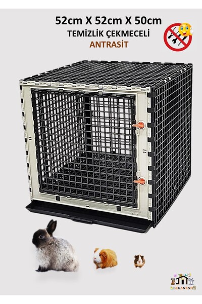 Leganest 52cm X 52cm X 50cm Temizlik Çekmeceli Tavşan, Ginepig, Hamster Kafesi