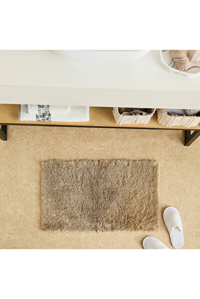 Home Box Leah Sliky Shag- Microfiber Bathmat- 45x75 cm- Beige