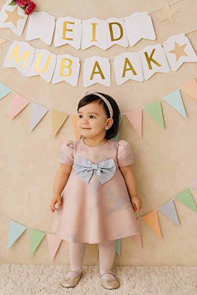 La reina petite فستان جاكار للمواليد بأكمام منفوخة من لارينا بتيت