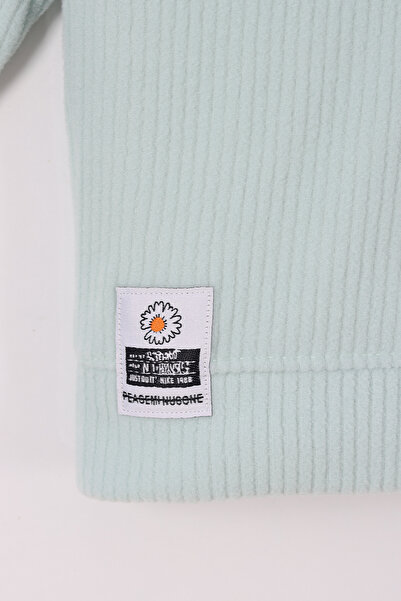 monox Girl's Flower Printed Drawstring Stripe Pants F Corded Fabric Fleece Suit