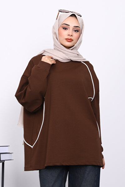 İmajButik Brown Piped Two Thread Sweatshirt