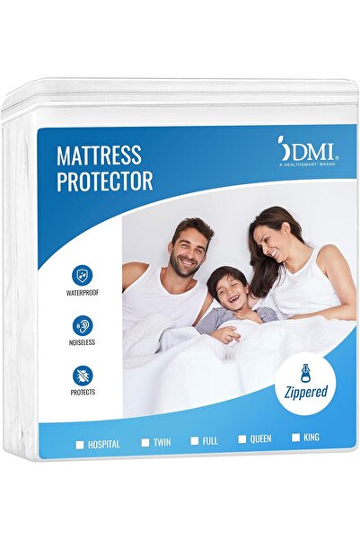 DMI Waterproof Zippered Mattress Protector, Plastic White