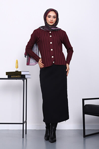 İmajButik Ζακέτα με κουμπιά από κρύο νήμα από δαμάσκηνο