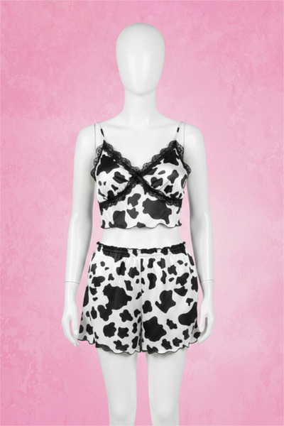 CAMELIA İnek Desenli Şortlu Pijama Takımı