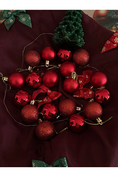 Nb Decoroma Red Christmas Ornament Balls Set of 6 🎅 |   Shiny & Glittery & Matte Christmas Tree Ornament |   New Year Decoration