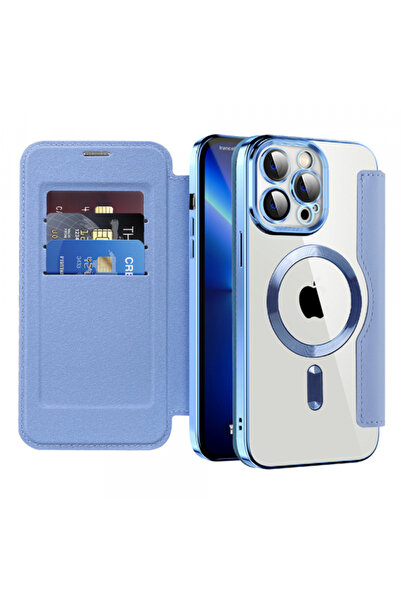 Apple Husa MagSafe pentru iPhone 13 Pro, Techsuit, SmartMag Book, Bleu