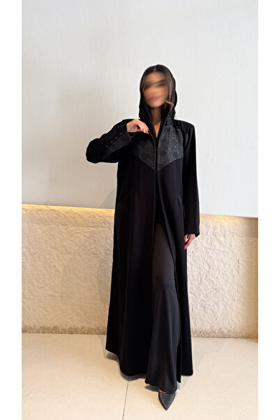 AYA MW1784 - Blazer Abaya, Cobra Fabric, Indian Jacquard Insert -