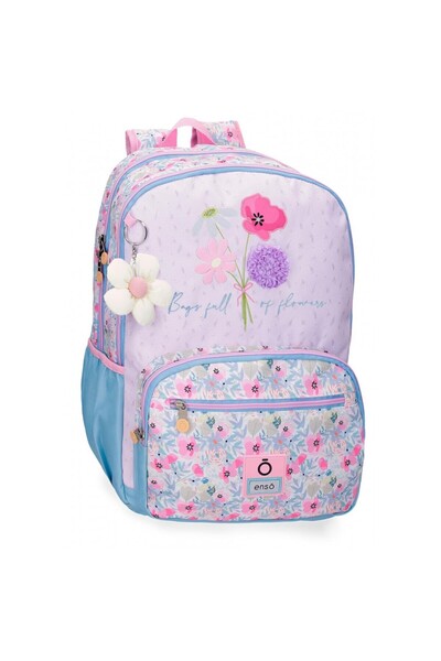 Enso Girls' school backpack, Full of flowers, 2 compartments, multicolor, 32x44x17 cm