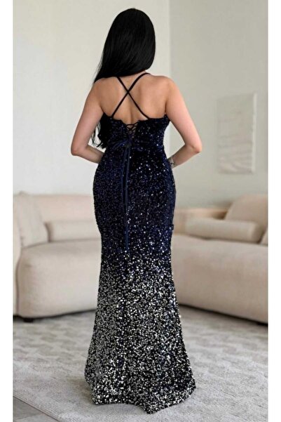 Liva Black dress decorated with gold sequins