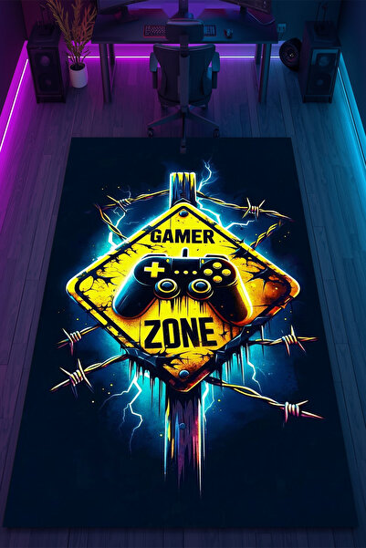 HalıOnline Oyuncu Desenli Kaymaz Taban Makinede Yıkanabilir Gaming Oyuncu Gam...