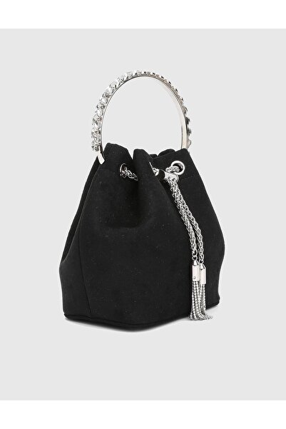 İLVİ Gores Black Suede Women's Handbag