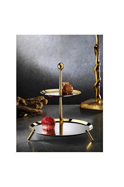 Tiamo Medium Footed 2-Tier Presentation Stand Gold Silver