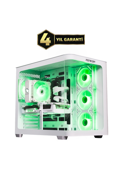 MONSTER Tulpar TD3 V1.9.6 i5 14400F H610 16GB 1TB RX9060 XT Freedos Masaüstü Bilgisayarı - Beyaz