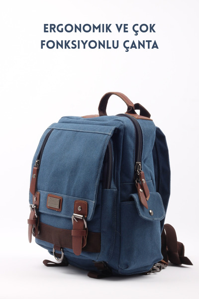 OLDSO Canvas Waterproof Multi-Pocket Daily & Travel Backpack with Laptop Compartment