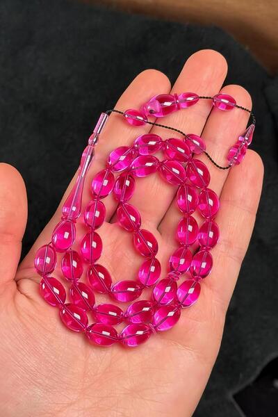 TESBİHKENTİ High-End Material and Craftsmanship Pink Fire Amber Prayer Beads