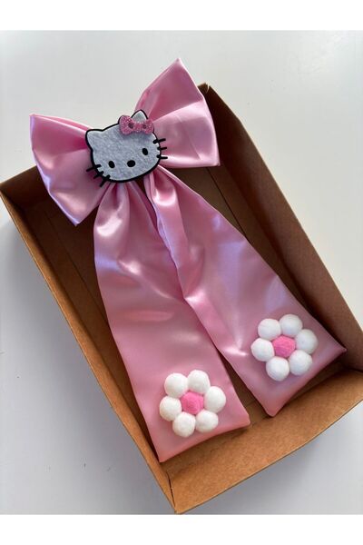 Hello Kitty Pembe Çiçekli Toka