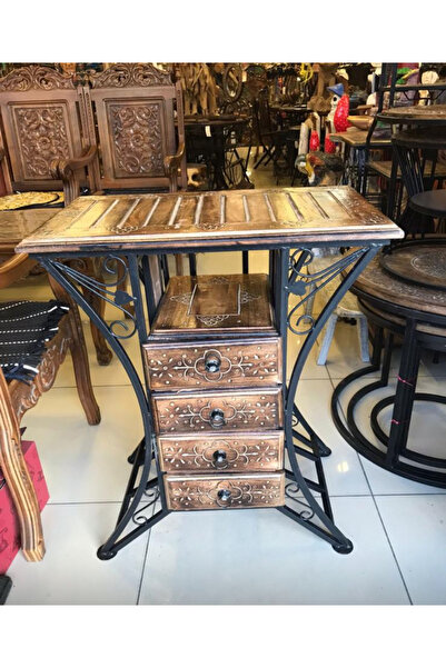 TR Ahşap Ferforje çekmeceli konsol komidin