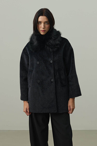 Fahhar Detachable Fur Bomber Jacket Black