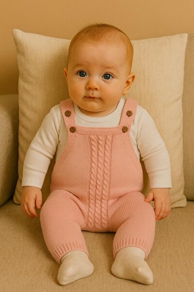 Montisu 100% Cotton Baby Girl Pink Knitwear Knitted 2-Piece Set-Extra Soft and Comfortable