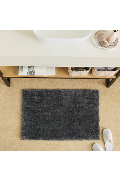 Home Box Leah Sliky Shag- Microfiber Bathmat- 60x90 cm- Grey