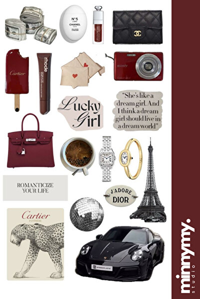 Minnymy Rich Collection Sticker, Çıkartma, Ajanda, Günlük, Planlayıcı, Bullet Journal ,Scrapbook
