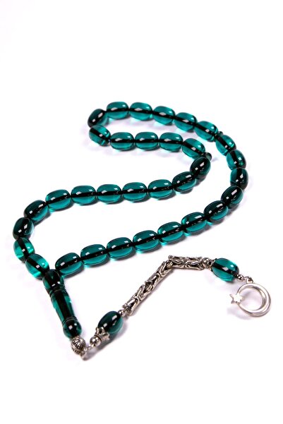 TESBİHKENTİ Velvety Touch Oil Green Fire Amber Prayer Beads