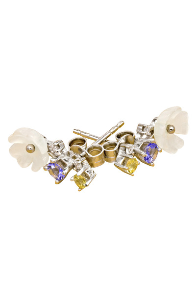 Gold 14K Gold Earrings with Diamonds and Sapphires
