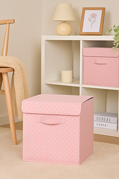 Serstil Inside Cabinet Laundry Toy Organizer Folding Lid Storage Box 30X30X30Cm - Pink Speckled