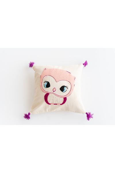 tinytrek Handcrafted Owl Pattern Punch Children's Throw Pillow – Buldan Weavi...