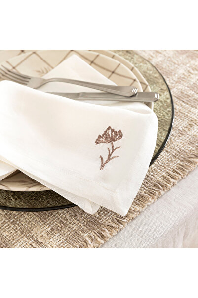 Chakra Rodrigo Peçete 45x45 cm Ekru/Kahve