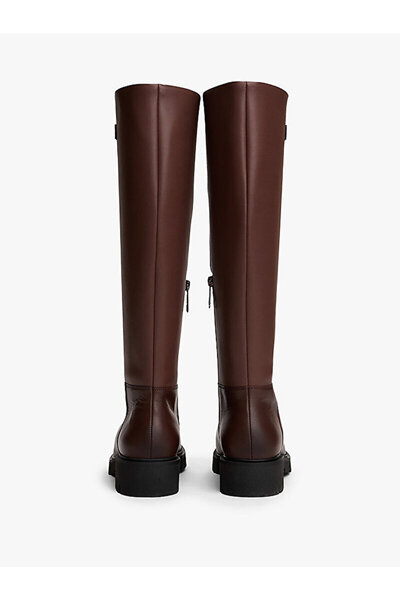 Tommy Hilfiger Leather Cleat Knee High Boots