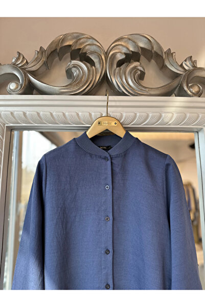 Invee Широка риза с детайли от копчета - индиго