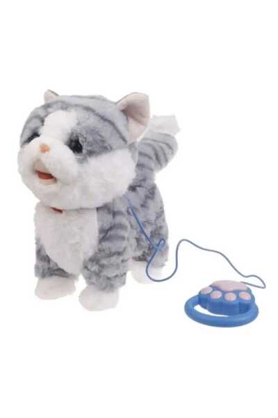 helen toys Başını Okşayınca Miyavlayan Dil Çıkaran Sesli Hareketli Peluş Tasm...