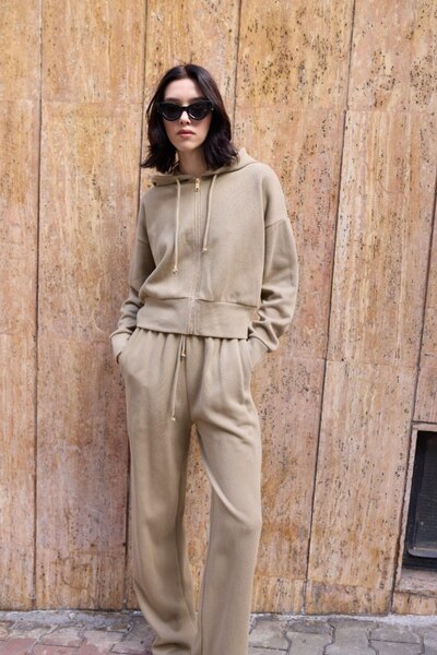 ossons Hooded Basic Plain Thick Sweatshirt Tracksuit Set