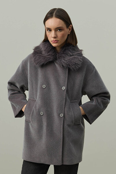 Fahhar Detachable Fur Bomber Jacket Gray