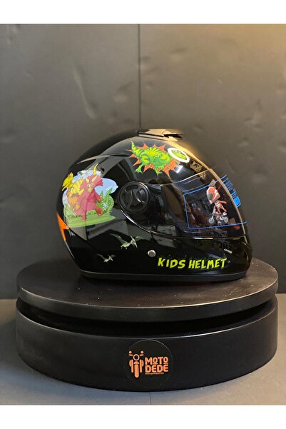 MTS SY118 Dinozor Desenli Çocuk Motosiklet Kaskı Full Face PP Materyal ECE Onaylı (5-12 Yaş)