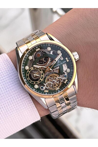 Daniel Klein Men's Wristwatch with Automatic Mechanism Moonlight and Sun Dial 2 Years Warranty Otm.13855.6
